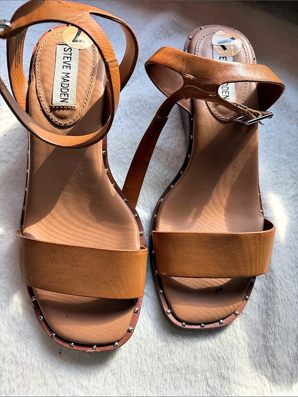 Steve Madden Madie Studded Espadrille Wedge Sandal Brown